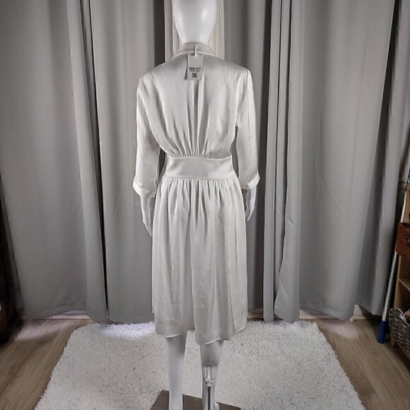 Mary Crafts Women's White A-Line Side Zip Elegant Dress Size 8 (NWT) - Picture 3 of 15
